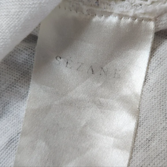 Sezane Off White Linen Top Shirt Scalloped Crochet Detailing Size Medium - Picture 5 of 10